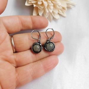 Heliotróp fülbevaló - ékszer - fülbevaló - lógós kerek fülbevaló - Meska.hu