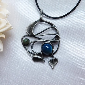 Achát medál nefrittel - ékszer - nyaklánc - medál - Meska.hu