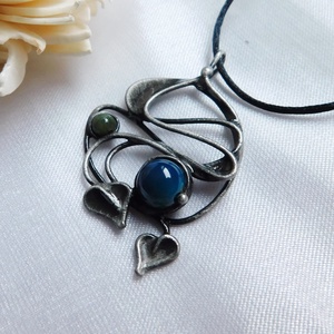 Achát medál nefrittel - ékszer - nyaklánc - medál - Meska.hu