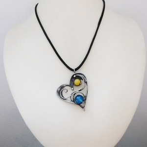 Achát szív medál kalcittal - ékszer - nyaklánc - medál - Meska.hu