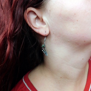 Nefrit jáde fülbevaló - ékszer - fülbevaló - lógós kerek fülbevaló - Meska.hu