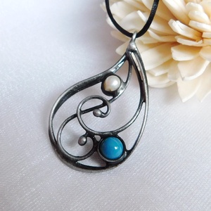 Achát medál folyami gyönggyel - ékszer - nyaklánc - medál - Meska.hu