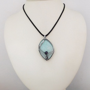 Amazonit medál ametiszttel - ékszer - nyaklánc - medálos nyaklánc - Meska.hu