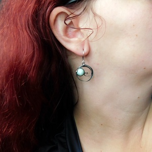 Zöld larimár fülbevaló - ékszer - fülbevaló - lógó fülbevaló - Meska.hu