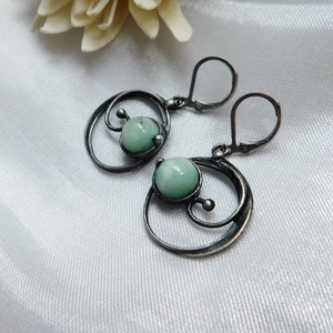 Zöld larimár fülbevaló - Meska.hu