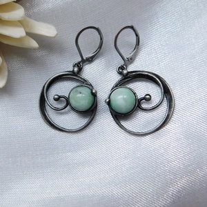 Zöld larimár fülbevaló - ékszer - fülbevaló - lógó fülbevaló - Meska.hu