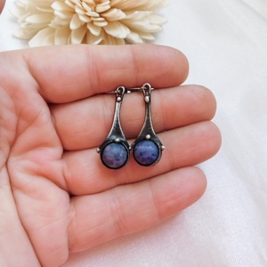 Szodalit fülbevaló - ékszer - fülbevaló - lógós kerek fülbevaló - Meska.hu