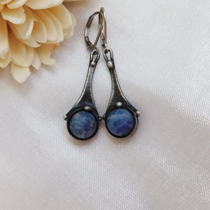 Szodalit fülbevaló - ékszer - fülbevaló - lógós kerek fülbevaló - Meska.hu