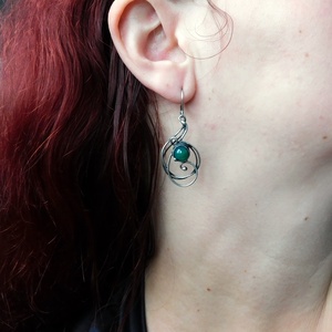 Achát fülbevaló  - ékszer - fülbevaló - lógós kerek fülbevaló - Meska.hu