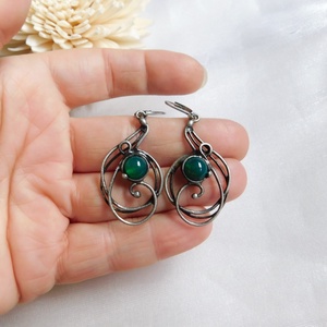 Achát fülbevaló  - ékszer - fülbevaló - lógós kerek fülbevaló - Meska.hu