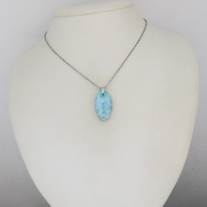 Larimár medál acél láncon - ékszer - nyaklánc - medál - Meska.hu