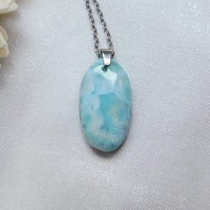 Larimár medál acél láncon - ékszer - nyaklánc - medál - Meska.hu