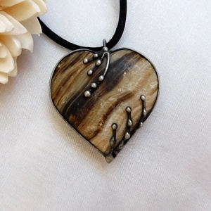 Aragonit szív medál  - ékszer - nyaklánc - medál - Meska.hu