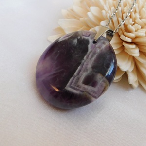 Ametiszt medál acél láncon - ékszer - nyaklánc - medál - Meska.hu