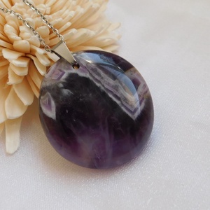 Ametiszt medál acél láncon, Ékszer, Nyaklánc, Medál, Ékszerkészítés, Fémmegmunkálás, MESKA