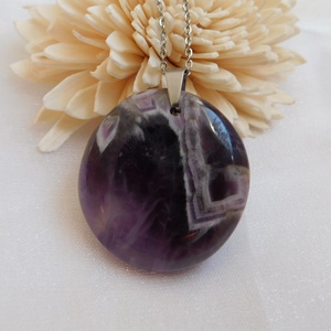 Ametiszt medál acél láncon - ékszer - nyaklánc - medál - Meska.hu