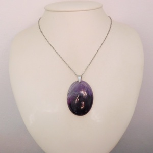 Ametiszt medál acél láncon - ékszer - nyaklánc - medál - Meska.hu