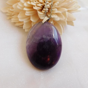 Ametiszt medál acél láncon - ékszer - nyaklánc - medál - Meska.hu