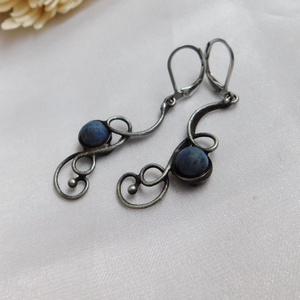 Szodalit fülbevaló - ékszer - fülbevaló - lógós kerek fülbevaló - Meska.hu