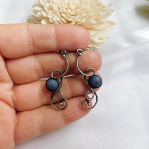 Szodalit fülbevaló - ékszer - fülbevaló - lógós kerek fülbevaló - Meska.hu