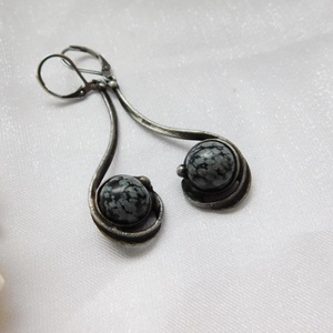 Obszidián fülbevaló - ékszer - fülbevaló - lógó fülbevaló - Meska.hu