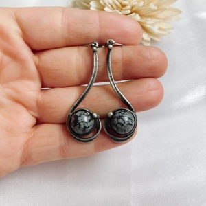 Obszidián fülbevaló - ékszer - fülbevaló - lógó fülbevaló - Meska.hu