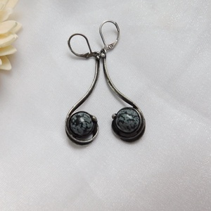 Obszidián fülbevaló - ékszer - fülbevaló - lógó fülbevaló - Meska.hu