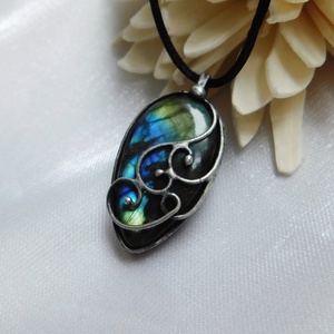 Labradorit medál, Ékszer, Nyaklánc, Medálos nyaklánc, Ékszerkészítés, Fémmegmunkálás, MESKA