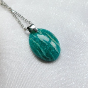 Amazonit medál acél láncon, Ékszer, Nyaklánc, Medál, Ékszerkészítés, MESKA