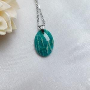 Amazonit medál acél láncon - ékszer - nyaklánc - medál - Meska.hu