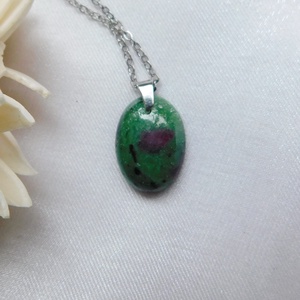 Rubin zoizit medál acél láncon - ékszer - nyaklánc - medál - Meska.hu