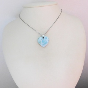 Larimár szív medál acél láncon - ékszer - nyaklánc - medál - Meska.hu