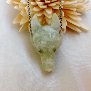 Jáde farkas nyaklánc - ékszer - nyaklánc - medálos nyaklánc - Meska.hu