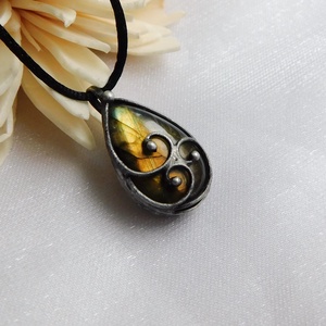 Labradorit medál, Ékszer, Nyaklánc, Medálos nyaklánc, Ékszerkészítés, Fémmegmunkálás, MESKA