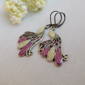 Pávás fülbevaló - ékszer - fülbevaló - lógó fülbevaló - Meska.hu