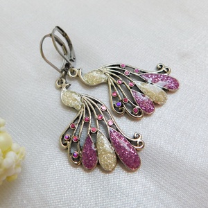 Pávás fülbevaló, Ékszer, Fülbevaló, Lógó fülbevaló, Fémmegmunkálás, Ékszerkészítés, MESKA