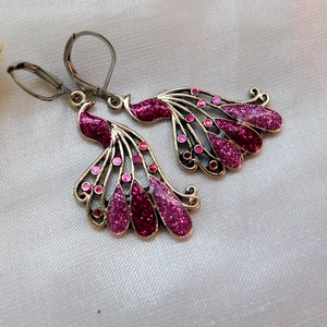 Pávás fülbevaló, Ékszer, Fülbevaló, Lógó fülbevaló, Fémmegmunkálás, Ékszerkészítés, MESKA