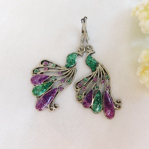 Pávás fülbevaló - ékszer - fülbevaló - lógó fülbevaló - Meska.hu