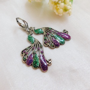 Pávás fülbevaló - ékszer - fülbevaló - lógó fülbevaló - Meska.hu