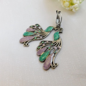 Pávás fülbevaló - ékszer - fülbevaló - lógó fülbevaló - Meska.hu