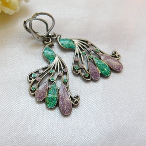 Pávás fülbevaló, Ékszer, Fülbevaló, Lógó fülbevaló, Fémmegmunkálás, Ékszerkészítés, MESKA