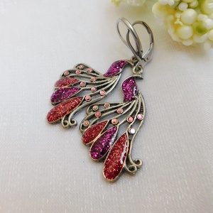 Pávás fülbevaló, Ékszer, Fülbevaló, Lógó fülbevaló, Fémmegmunkálás, Ékszerkészítés, MESKA