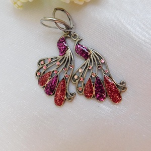 Pávás fülbevaló - ékszer - fülbevaló - lógó fülbevaló - Meska.hu