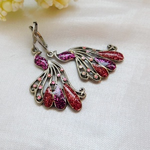 Pávás fülbevaló - ékszer - fülbevaló - lógó fülbevaló - Meska.hu