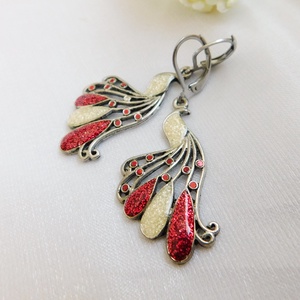 Pávás fülbevaló, Ékszer, Fülbevaló, Lógó fülbevaló, Fémmegmunkálás, Ékszerkészítés, MESKA