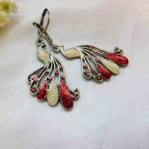 Pávás fülbevaló - ékszer - fülbevaló - lógó fülbevaló - Meska.hu