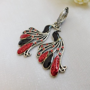 Pávás fülbevaló - ékszer - fülbevaló - lógó fülbevaló - Meska.hu