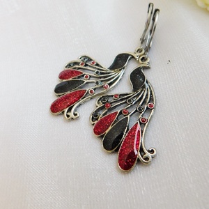 Pávás fülbevaló, Ékszer, Fülbevaló, Lógó fülbevaló, Fémmegmunkálás, Ékszerkészítés, MESKA