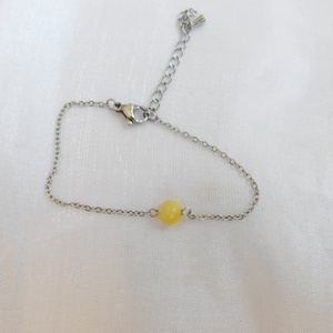 Acél karkötő kalcit gyönggyel - ékszer - nyaklánc - medál - Meska.hu