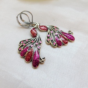 Pávás fülbevaló, Ékszer, Fülbevaló, Lógó fülbevaló, Fémmegmunkálás, Ékszerkészítés, MESKA